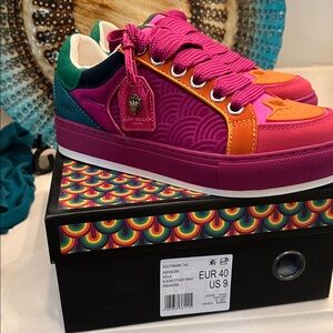 Kurt Geiger Viola Pink Orange Green Platform Sneakers